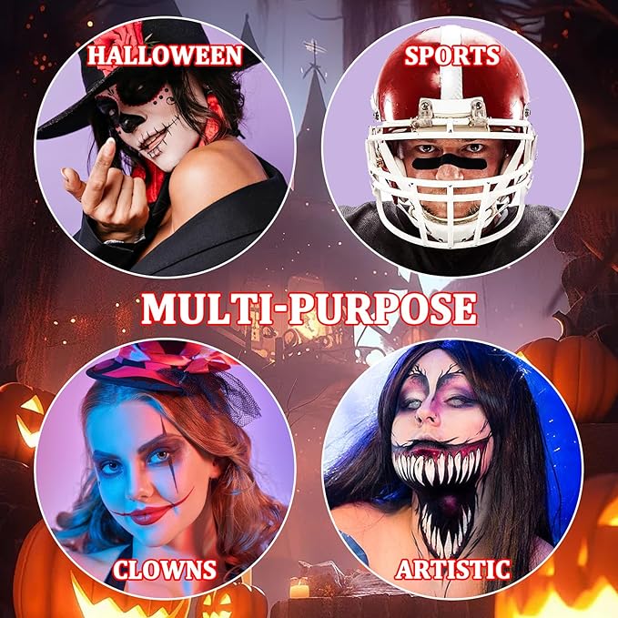 White Black Red Face Body Paint,Blendable Halloween Face Body Paint Clown Special Effects Makeup Kit,Highly Pigmented Washable Cream Body Painting for Halloween Clown Cosplay Theme Parties Costume