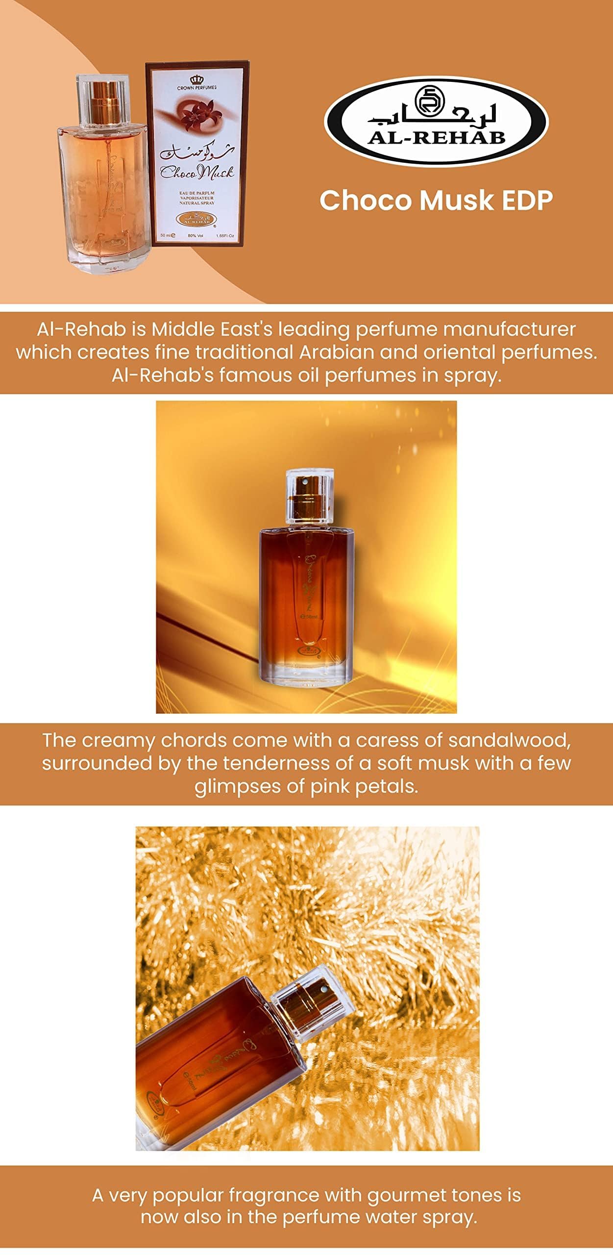 Al-Rehab Choco Musk Eau De Spray Perfume (50 ml/1.65 fl. oz)- 2 pack