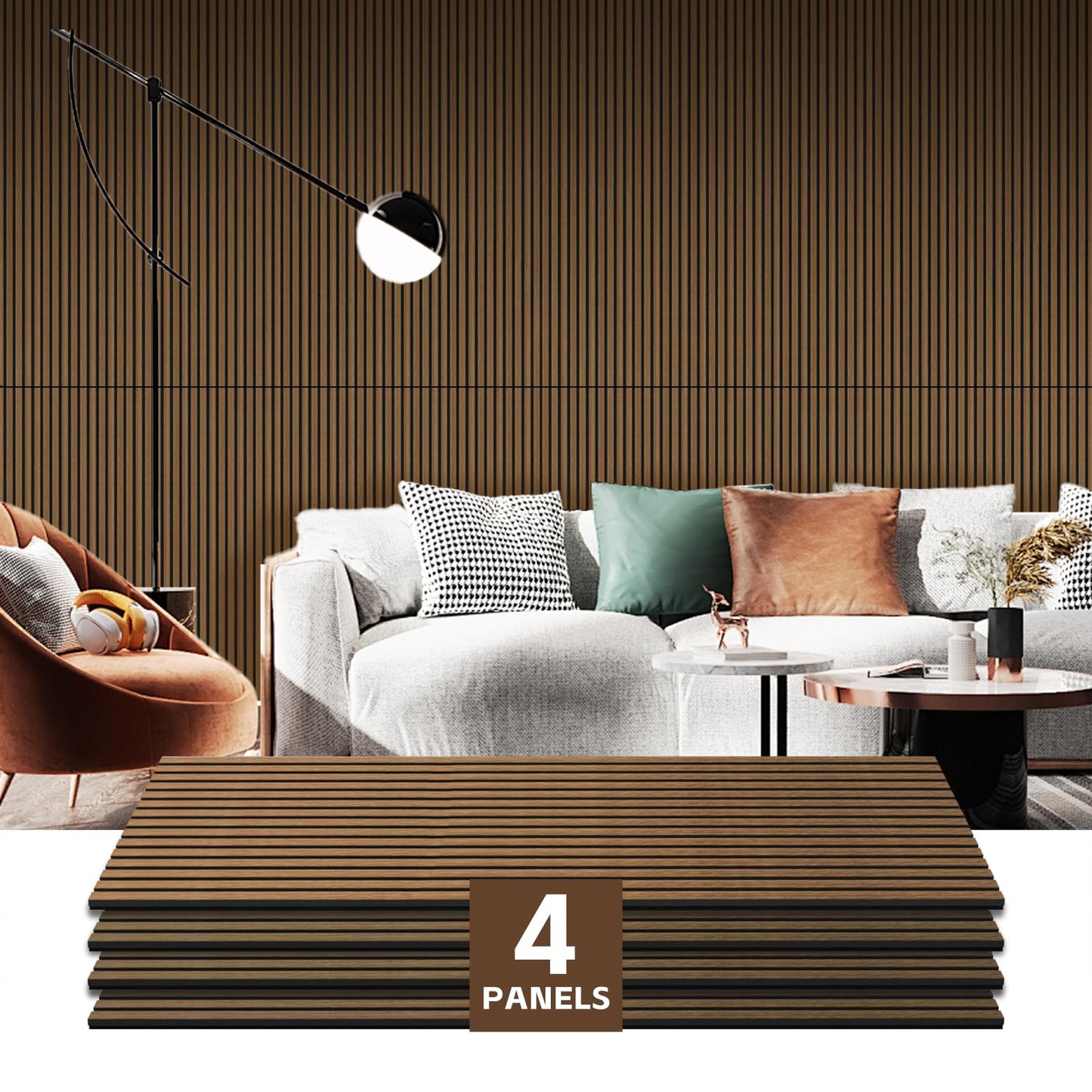 RITOLLO 4 Pack Wood Panels for Wall - 47.2 23.6 Wood Slat Acoustic Panels for Wall, Soundproof Panels, 3D Fluted Panels for Int