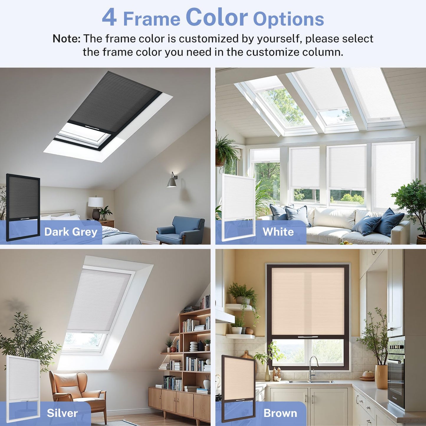 UrMoon Skylight Shades & Blind for Ceiling Window Skylight Cover Cordless Cellular Shades Honeycomb Blinds for Roof Inclined Plane Room Windows, Light Emerald Green Waterproof- Custom Size