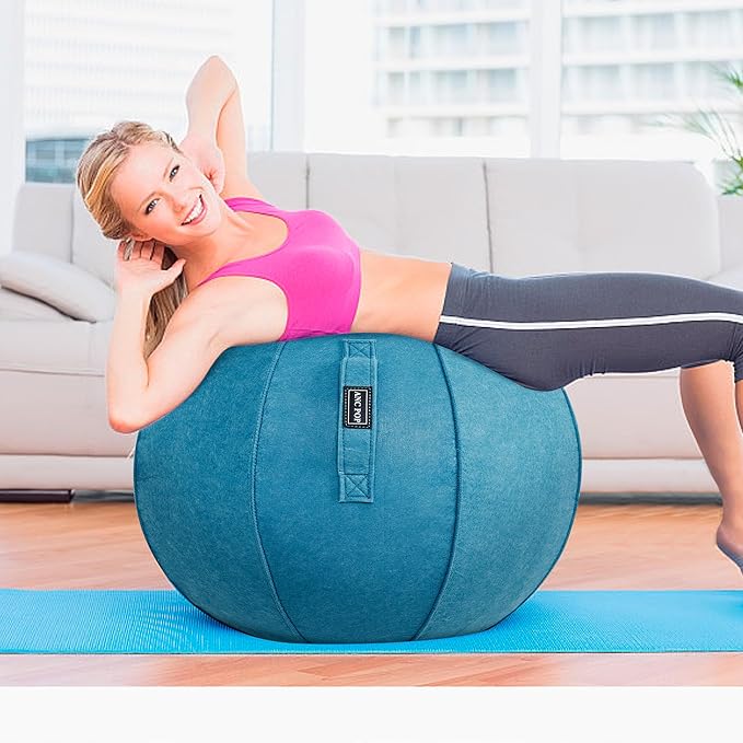 ANC POP Yoga Ball Exercise Ball, Anti Slip Stability Ball Chair, 25” Heavy Duty Large Gym Ball for Fitness, Balance and Core Workout with Cover, Easy Clean