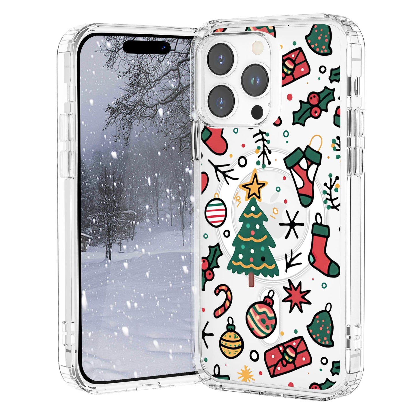 VibrantFruitique Christmas Case for iPhone 17 Air,Funny Christmas Tree Clear Magnetic Case,Compatible with MagSafe,Soft TPU Bump