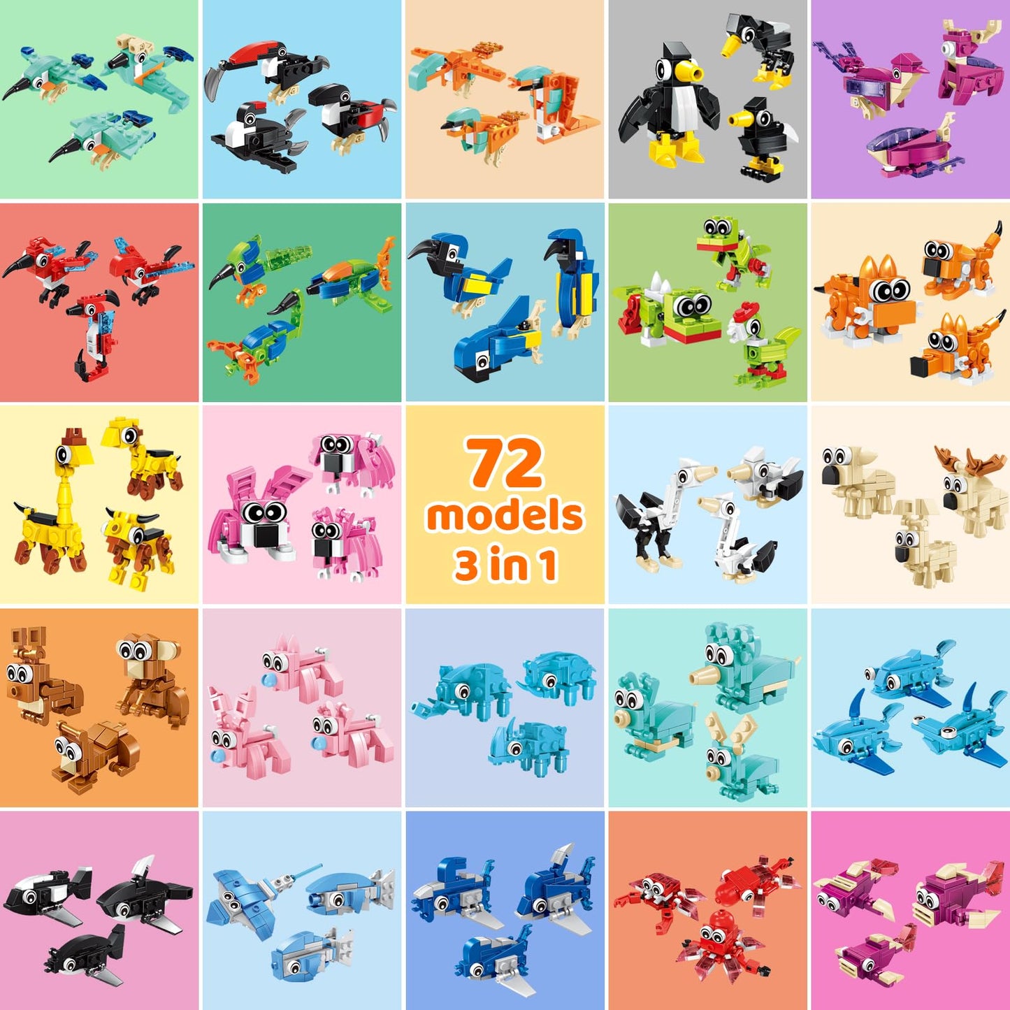 BOPEGOLO 24 Pack Mini Animals Building Block Toy Stocking Stuffers Classroom Prizes Goodie Bags Fillers Building Set, Birthday Gifts Party Favors for Boys Girls Ages 6 8 10 12