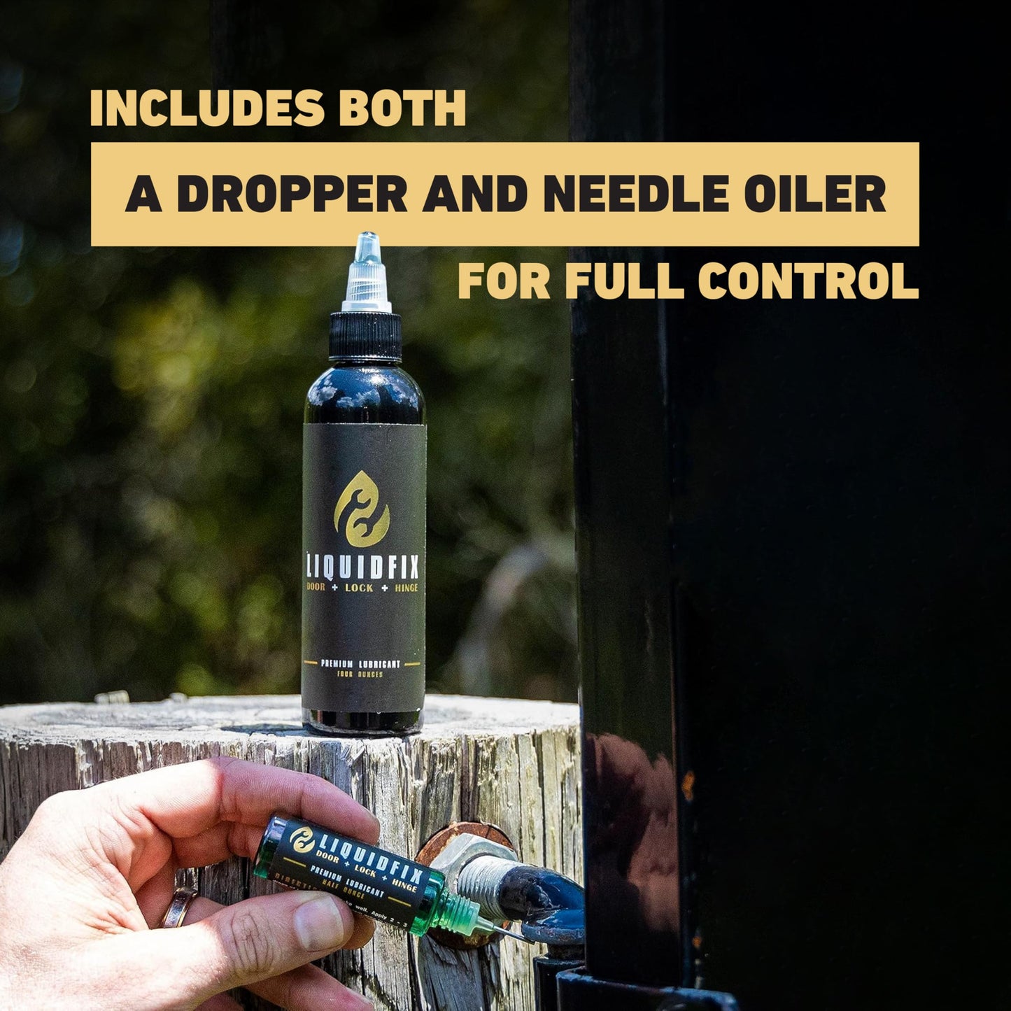 LIQUIDFIX LiquidFix Door, Lock, and Hinge Lubricant | 4 oz Dropper + 0.5 Needle Combo Pack Door & Sliding Long-Lasting Squeaky Oil for Hinges Glass Doors