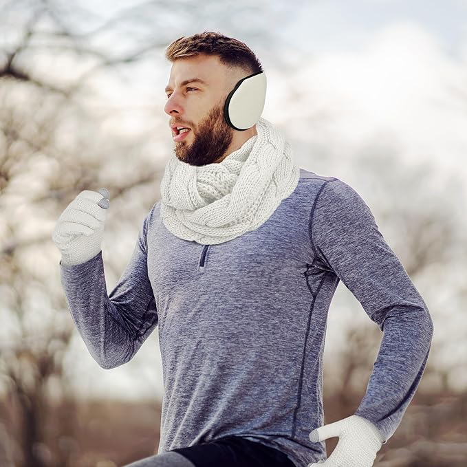 Aneco Winter Warm Sets Knitted Scarf Beanie Hat Touch Screen Gloves and Winter Ear Warmer for Men or Women