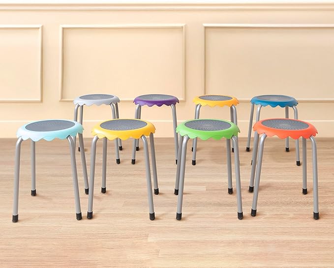 Back2School Express Blossom Stackable Stools, Flexible Seating, Assorted, 8-Piece