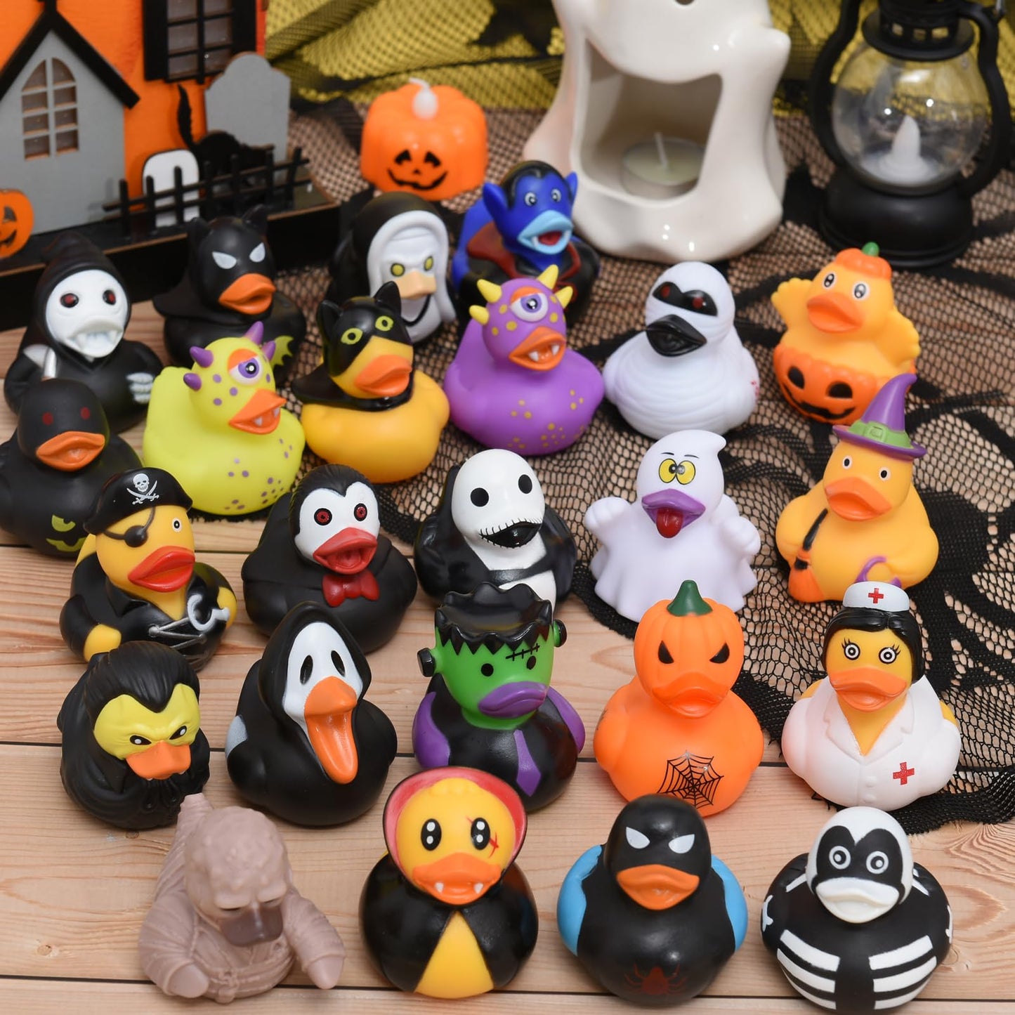 Halloween Rubber Ducks, 24 Piece Set, Spooky Monster Bath Toys Collection