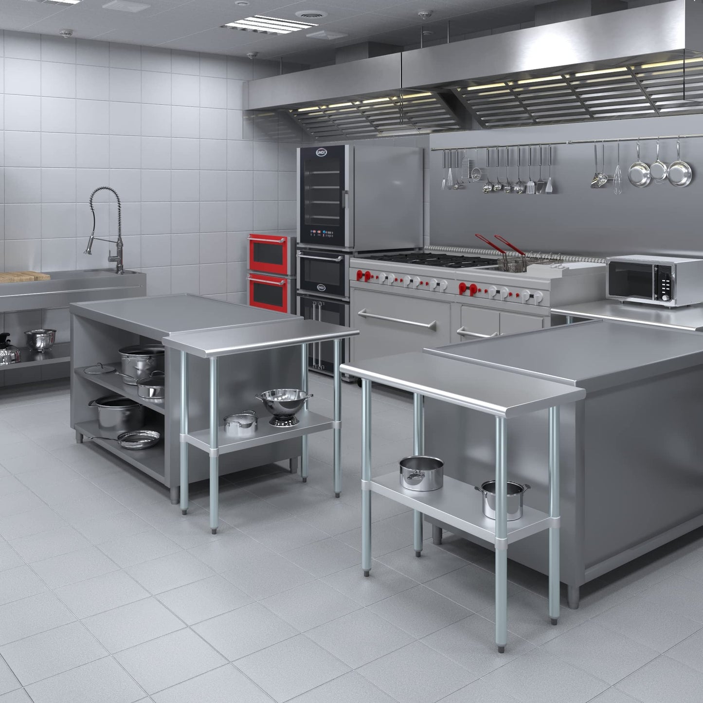 AmGood 18 in. x 36 in. Stainless Steel Work Table | Metal Kitchen Food Prep Table | NSF