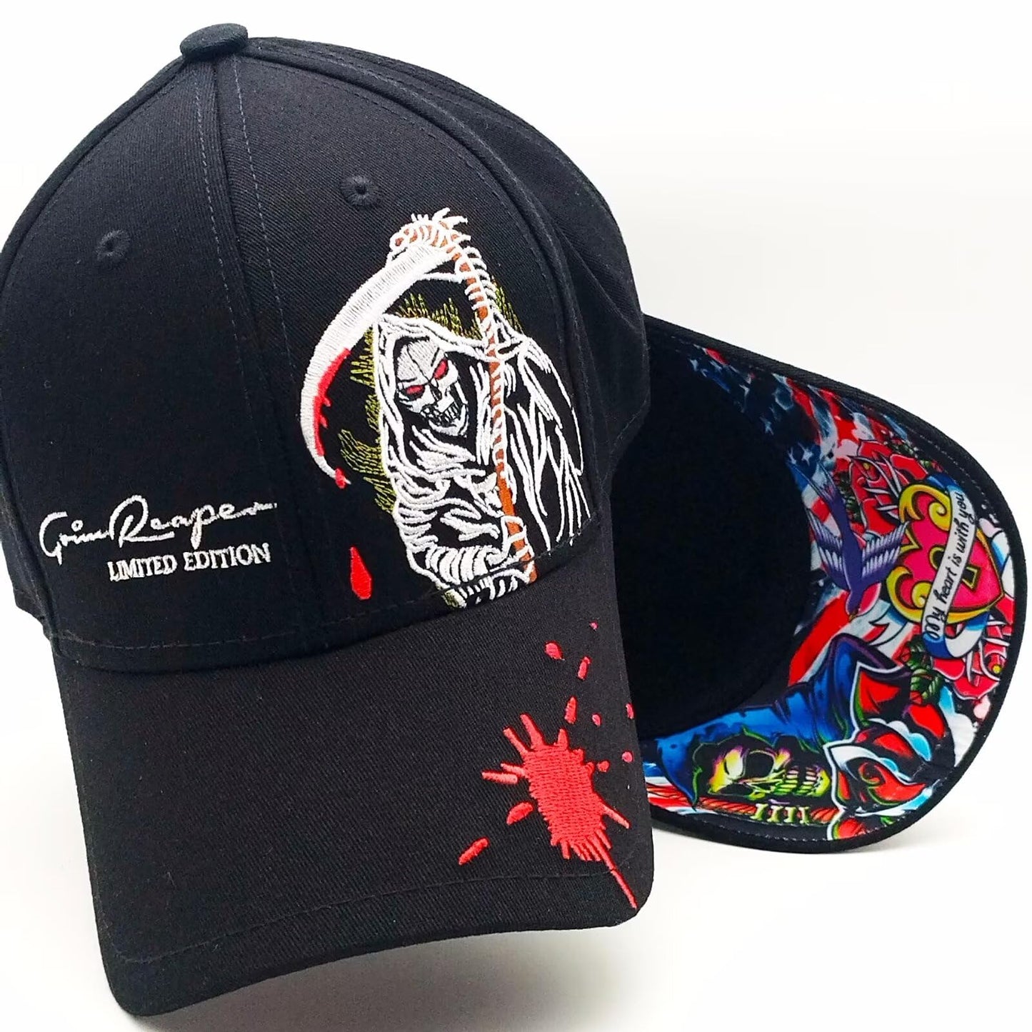 Tilgomedal Snapback Hats for Men Women Fashion Grim Reaper Skull Black Baseball Caps, Large-X-Large