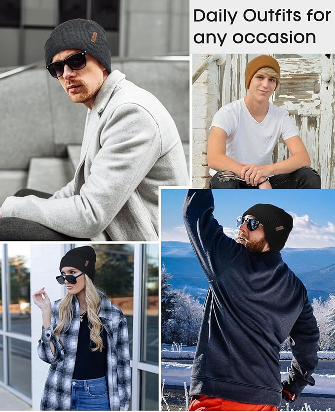 FURTALK Beanie for Men Women Cuffed Thick Knitted Unisex Winter Hat Beanies Skull Cap
