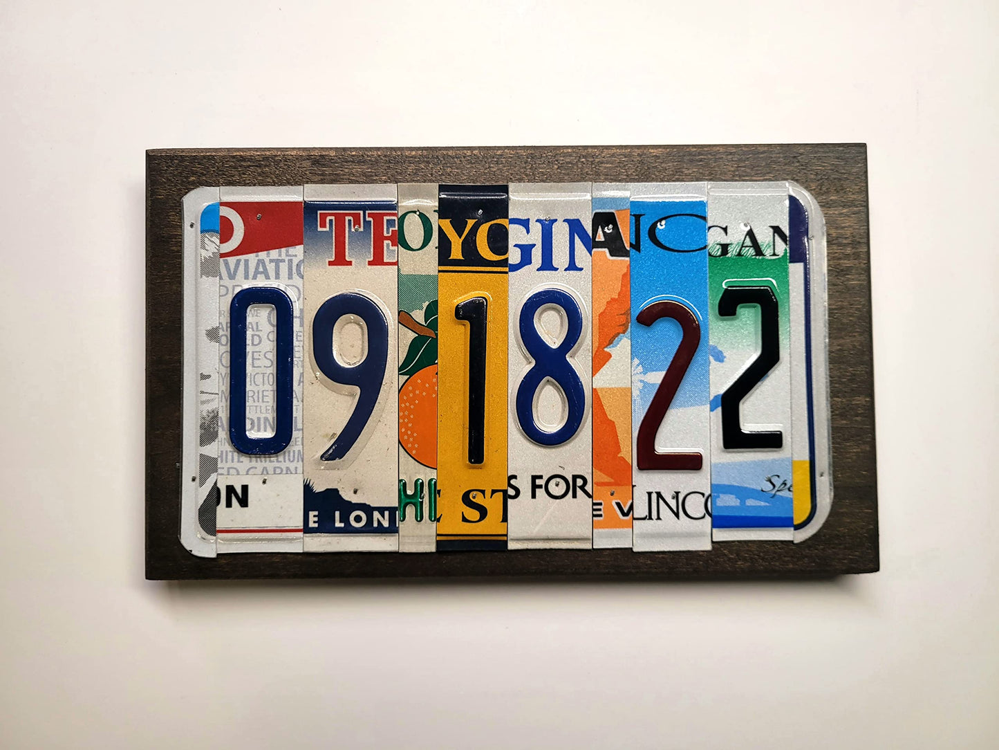 Jersey Plate Art - Custom Wedding, Anniversary, and Birthday License Plate Date Signs. Real cut license plates, not pictures of license plates