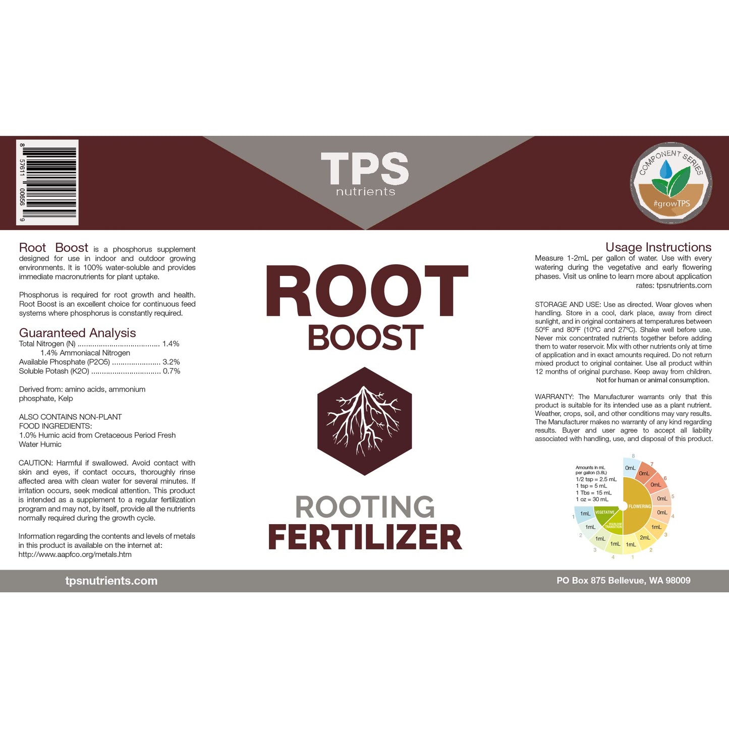 TPS NUTRIENTS Root Boost Advanced Rooting Formula for Living Soil and White Roots, Plus Microbes 1/2 Pint (8 oz)