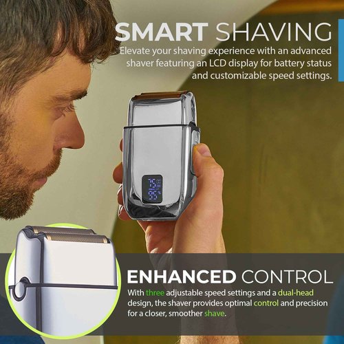 Hal&Hol Professional Cordless Electric Hair/Beard Trimmer and Foil Shaver for Men - Complete Barber Grooming Kit with Rechargeable Battery, Protective Case and 4 Guards, Gift for Men