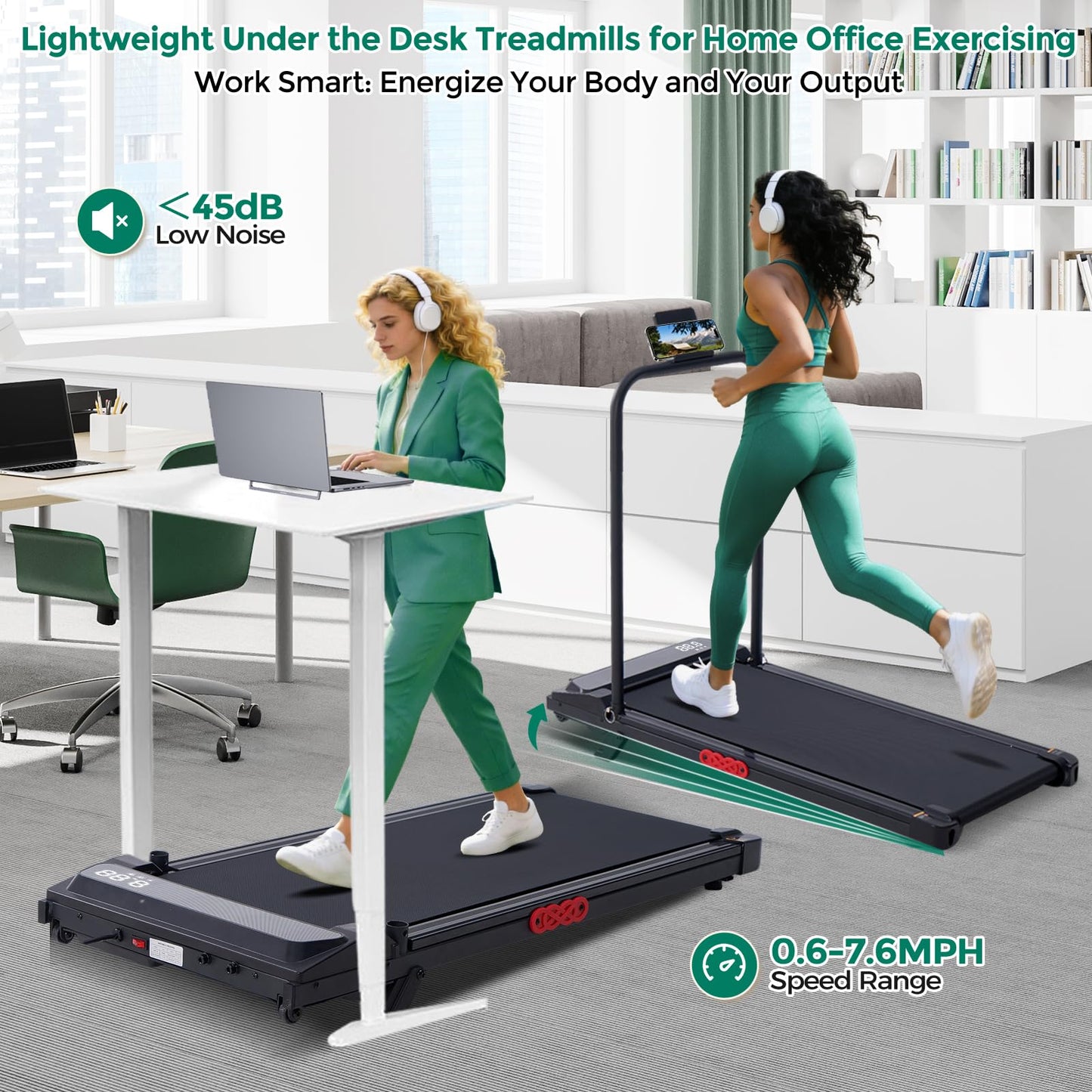 Walking Pad Treadmill with Handle Bar and Incline, 0.6-7.6MPH Electric Under Desk Treadmill for Home Small, 350LBS Mini Small Treadmills with Handles, 3.0HP Portable Treadmills for Home Exercising