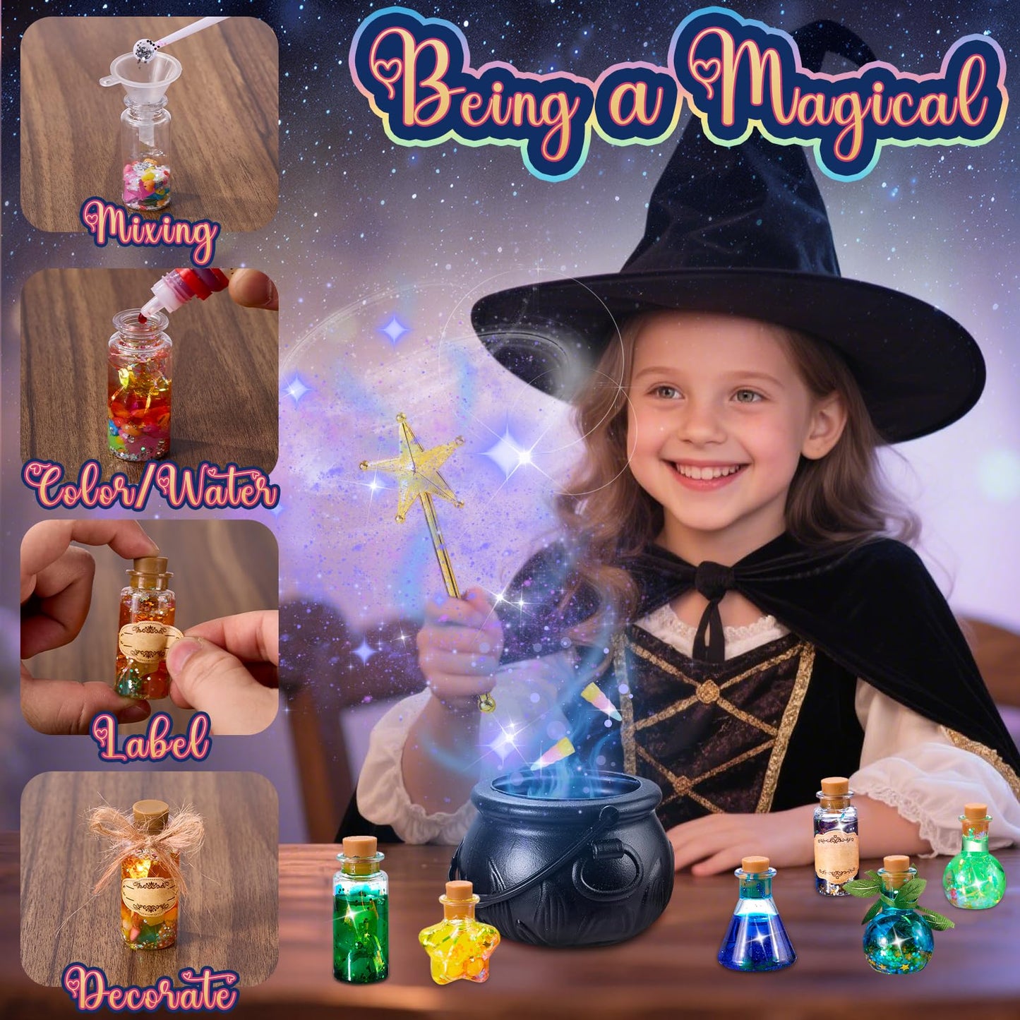 QLRR Mystery Mix Potion Craft Kits for 6 7 8 9 10 11 12+ Year Old Girls DIY Best Birthday Gift for Girls & Boys ,Mix 24 Fairy Bottles Potion Gifts Kids 6-8 Year Old Girl Birthday Gift