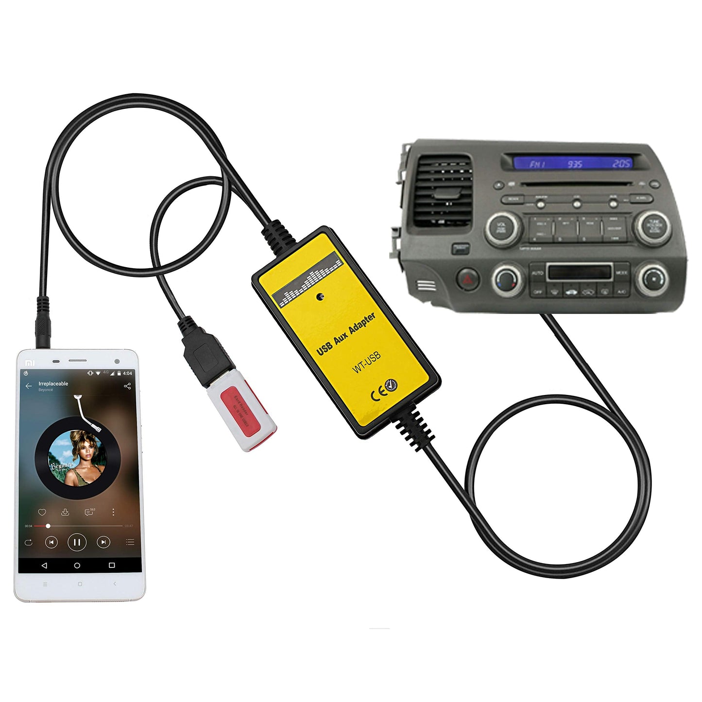 Yomikoo AUX Cord, Car Audio USB AUX Input Adapter Stereo CD Changer Compatible with Honda Accord 2003-2011/City 2002-2011/CRV 2005-2011/Civic 2006-2011/Odyssey 2005-2011 -Like New