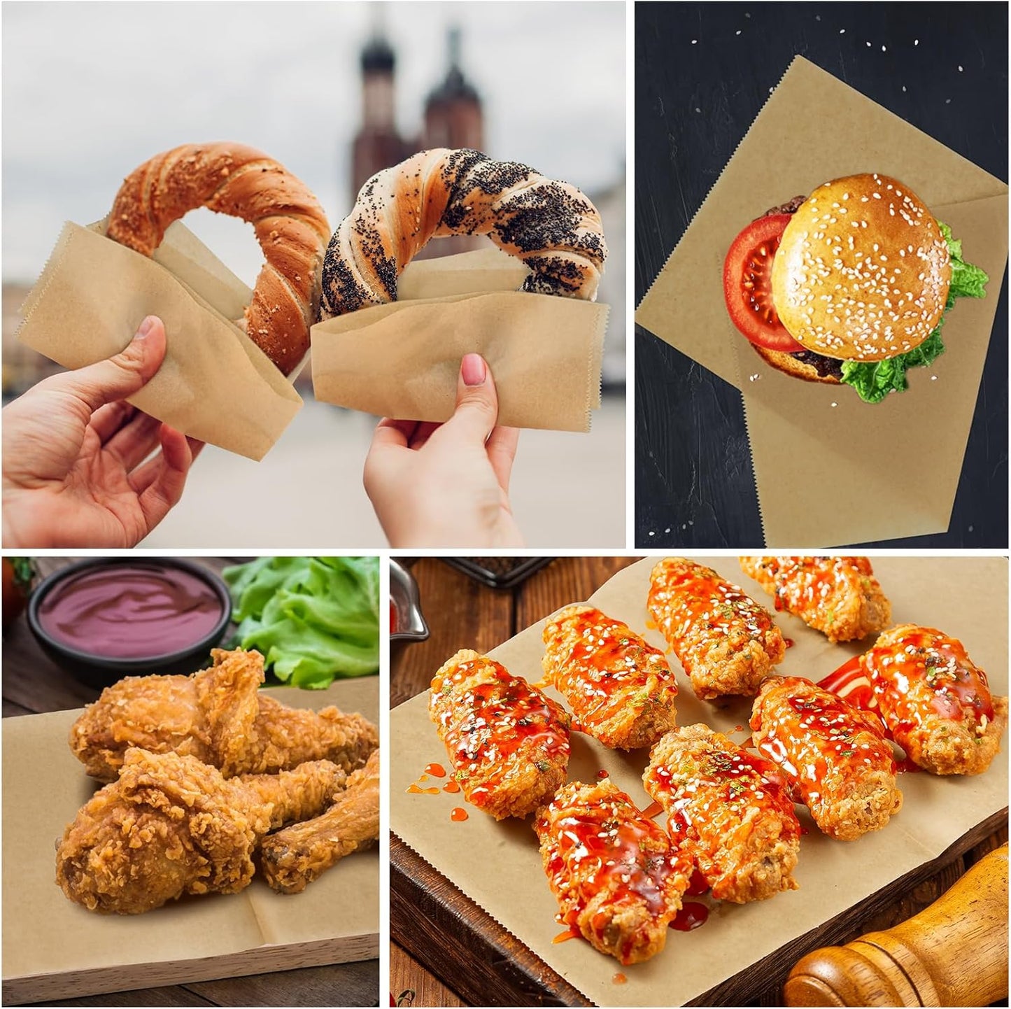 Precut POP UP Deli Paper Sheet Pack of 200, Interfolded Heavy Paper for Food Wrap and Serving (6" x 10-1/2", Kraft)