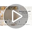 10x10ft Champagne Tulle Backdrop Curtain with Lights String for Parites, Sheer Backdrop Curtains for Wedding Baby Shower B...