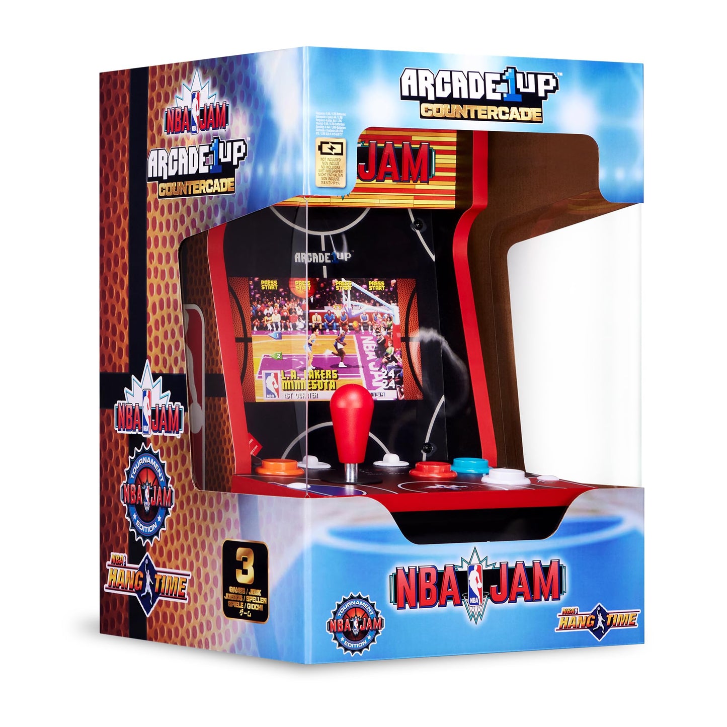 Arcade1Up NBA JAM Countercade Arcade Machine with NBA JAM TE and NBA Hang Time, 7" LCD Screen, Light-Up Marquee and Real-Feel Arcade Controls