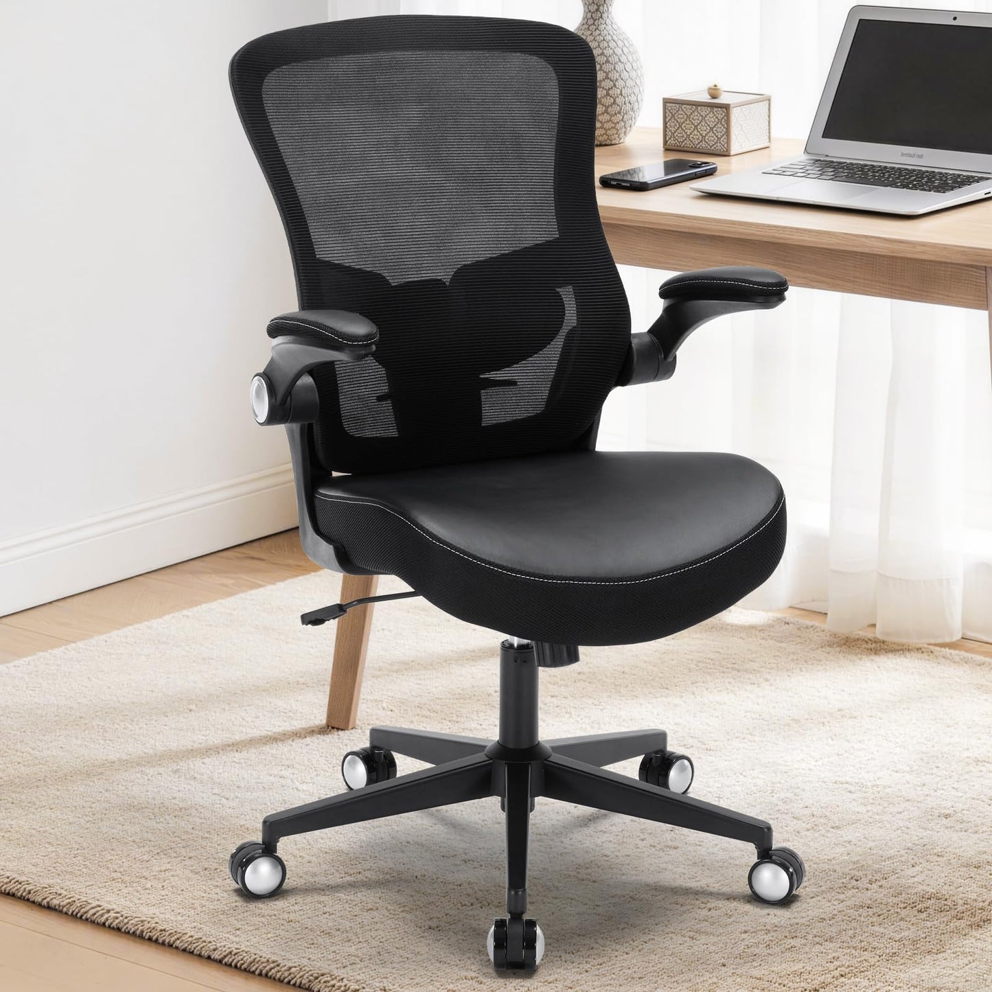 Heromate Office Chair-400lbs, Ergonomic Heavy Duty Office Desk Chair with Adjustable Lumbar Support Breathable Mesh Computer Chair with Flip-Up Armrests, Comfy Home Office Desk Chair for Heavy People