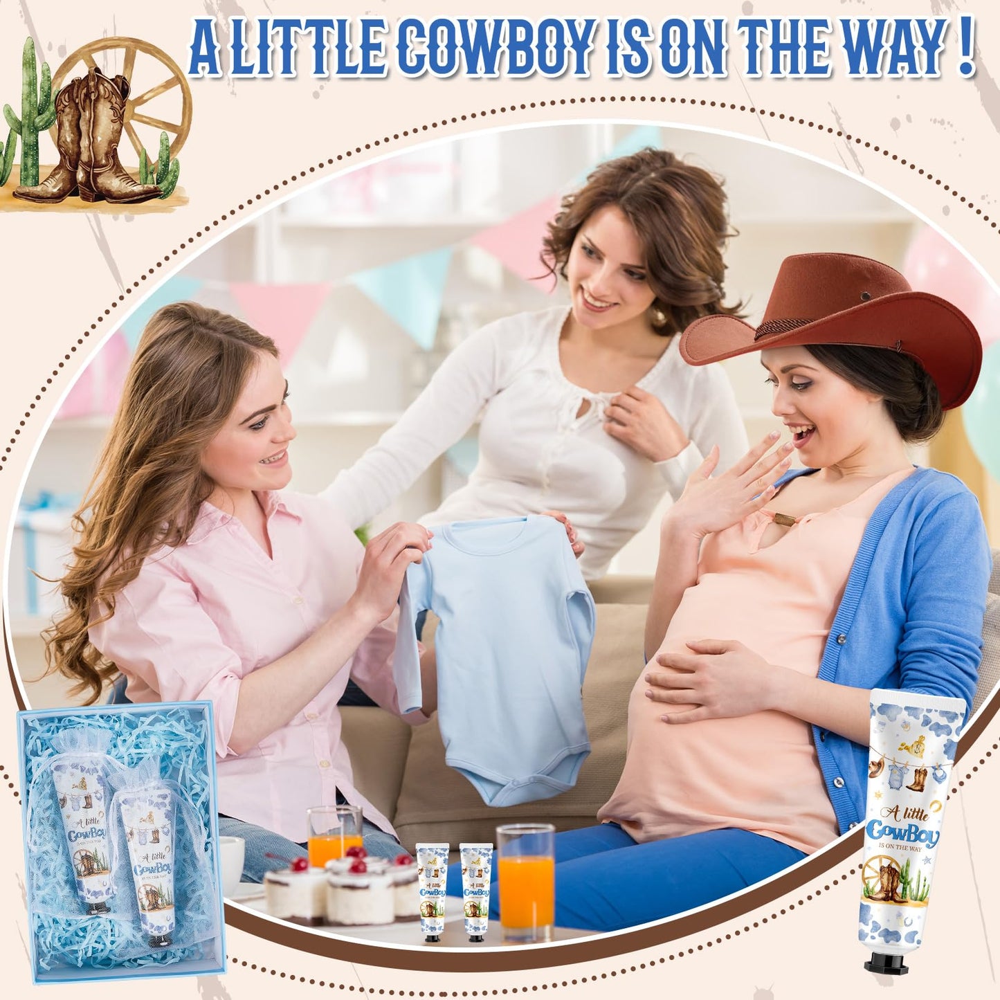 Swiffen 48 Sets Baby Shower Hand Cream Bulk Cowboy Baby Shower Favors Bridal Thank You Hand Cream for Guests Travel Size Lotion