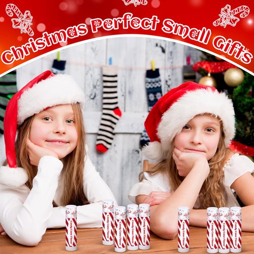 150 Pack Christmas Lip Balms Bulk Christmas Candy Peppermint Cane Scented Holiday Flavor Lip Balm Gifts Xmas Party Gifts Bulk Xmas Items Stocking Stuffers for Women Men Staff Employee (Candy)