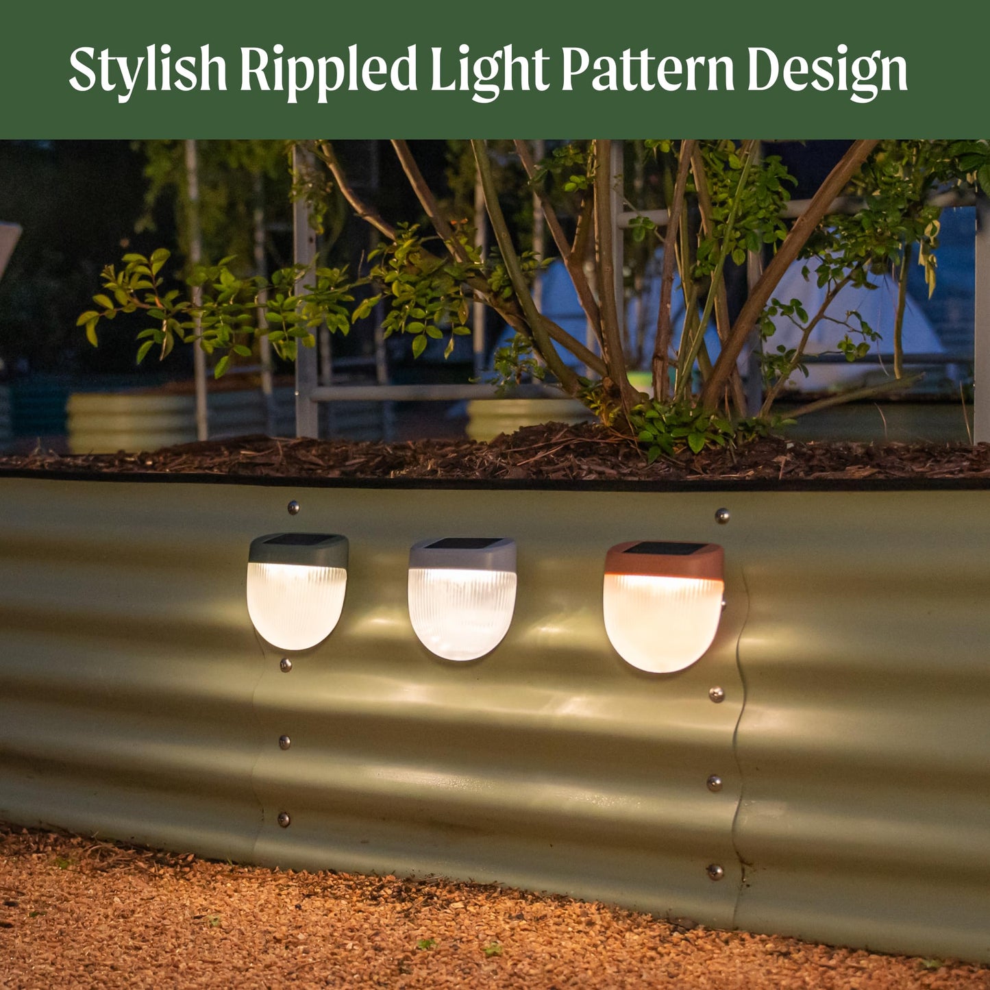 Vego garden Rippled Solar Garden Lights with Auto Sensors Magnetize Securely to Raised Beds, IPX4 Waterproof Outdoor LED Light for Patio & Yard Pebble Gray, 8 Pack
