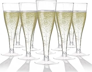 Prestee 100 Pack Clear Plastic Champagne Flutes - 4.5 oz Durable Disposable Champagne Glasses for Parties, Weddings, Toast...