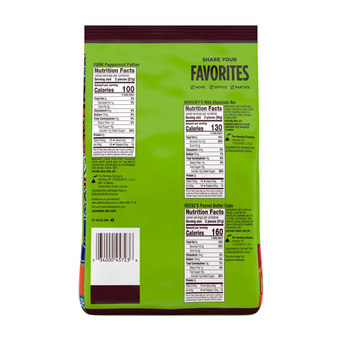 HERSHEY'S Assorted Chocolate Flavored Candy Party Pack, Halloween Candy, 30.22 oz