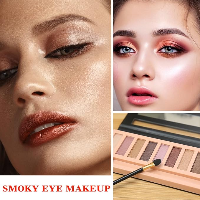 12 Shades Nude Matte Eyeshadow Palette,Shimmer Naked Eyeshadow Palette,Eye Shadow Palette Natural Flash Waterproof Durable Smoked Professional Makeup Palette With Brush(Matte)
