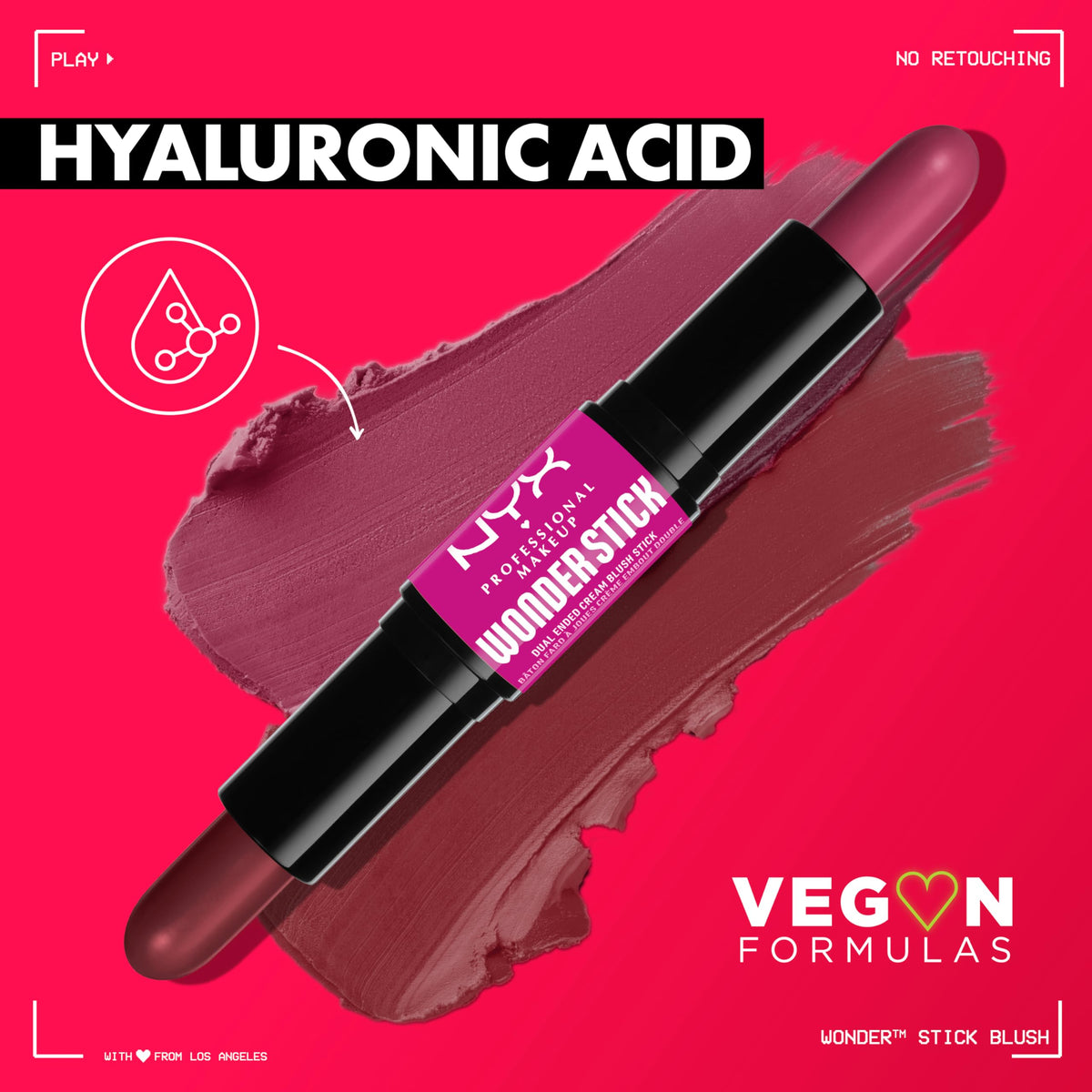 NYX PROFESSIONAL MAKEUP Wonder Stick Blush with Hydrating Hyaluronic Acid, Dual-Ended Cream Blush Stick - Light Peach & Baby Pin
