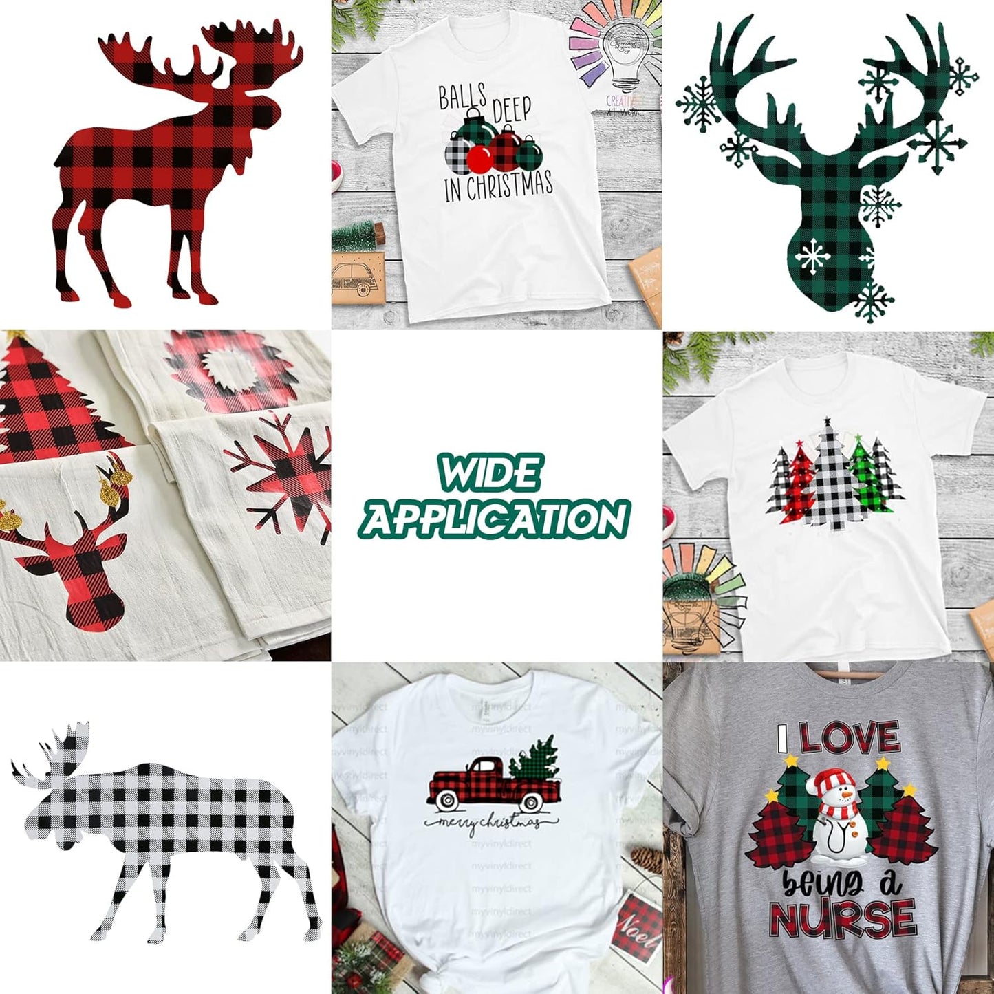 TORC Red Black Buffalo Plaid HTV Vinyl 12 inch x 5 ft, Check Heat Transfer Vinyl Iron on Transfers for Christmas