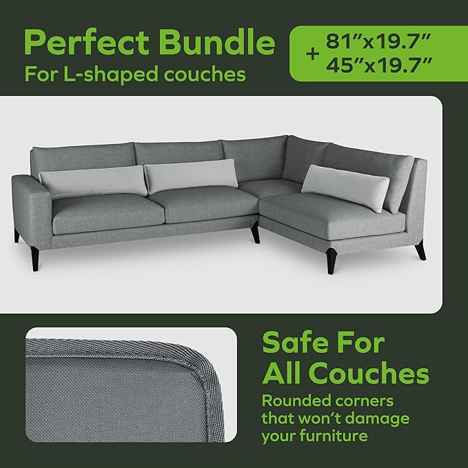 Heavy Duty Sectional Cushion Support Board – Instantly Repair Sagging Sofa Seat | 19.7"x 81"+45" | .5" Furniture Grade Wood Under Cushions Insert, Anti-Slip Supports, Extend Sofas & Couches Life