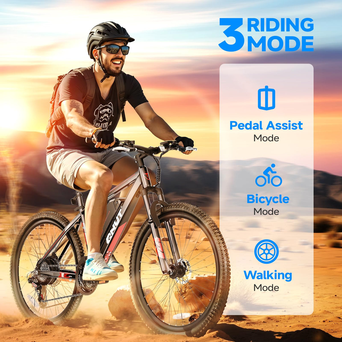 Totem Electric Bike for Adults, 750W Peak 26" Ebike for Men Women Teens with 375WH, 21 Speed, 20Mph, Up to 40Miles Front Suspension, Commuting E-Bike Mountain Bicycle