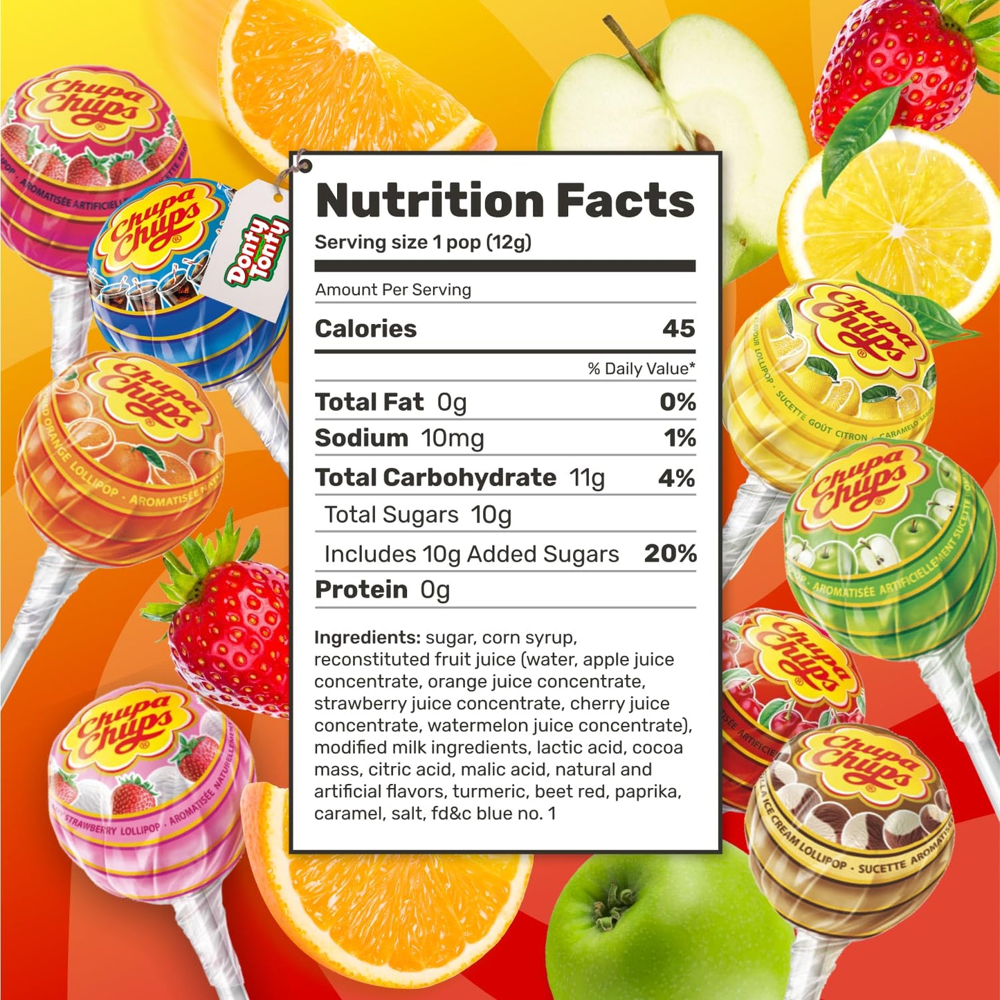 Chupa Chups Lollipop Assorted 2 lb – 8 Flavors, Individually Wrapped, Bulk Candy in Resealable Bag