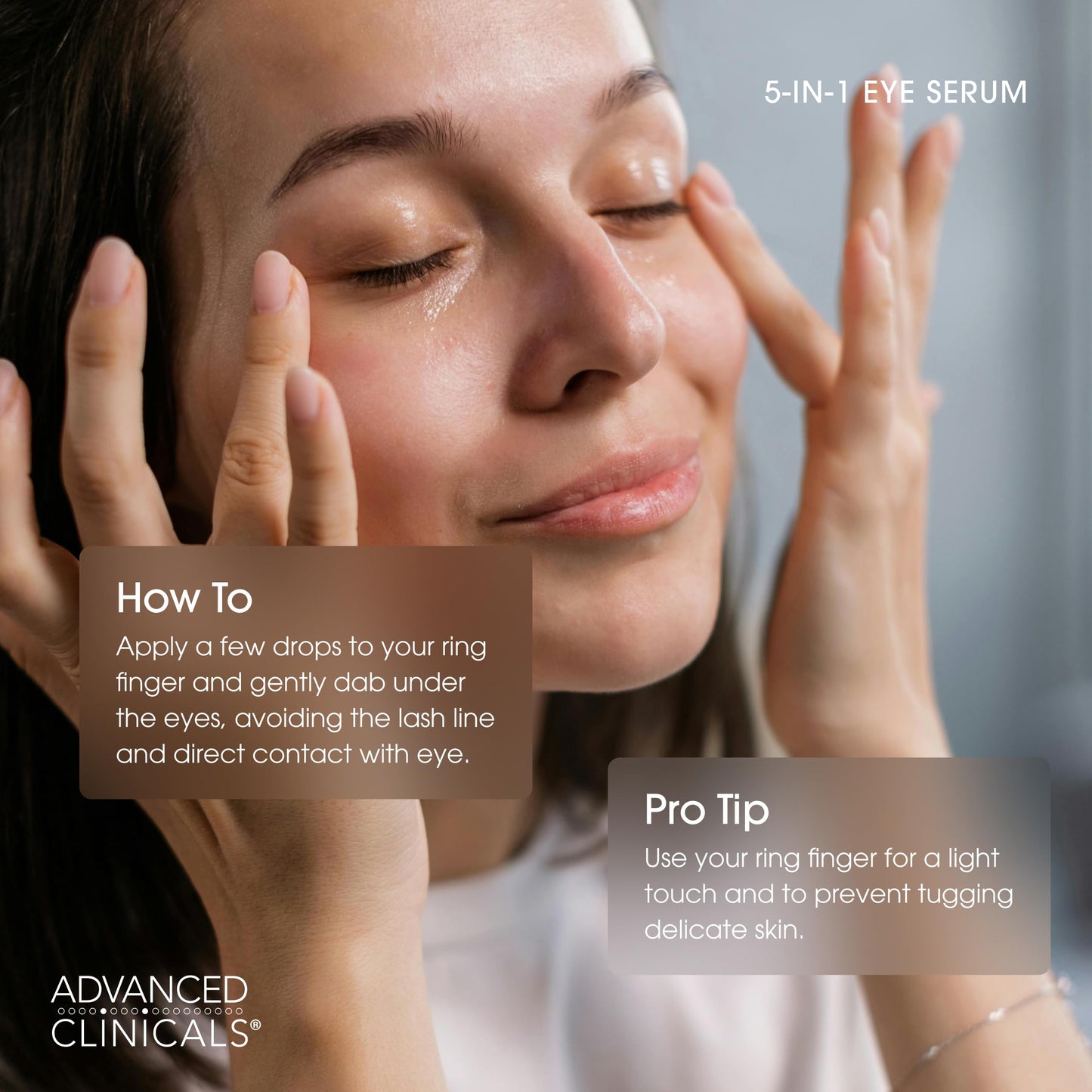 Advanced Clinicals 5-in-1 Eye Serum | Multi-Benefit Visible Anti Aging Under Eye Serum Face Moisturizer Reduces Appearance Of Da