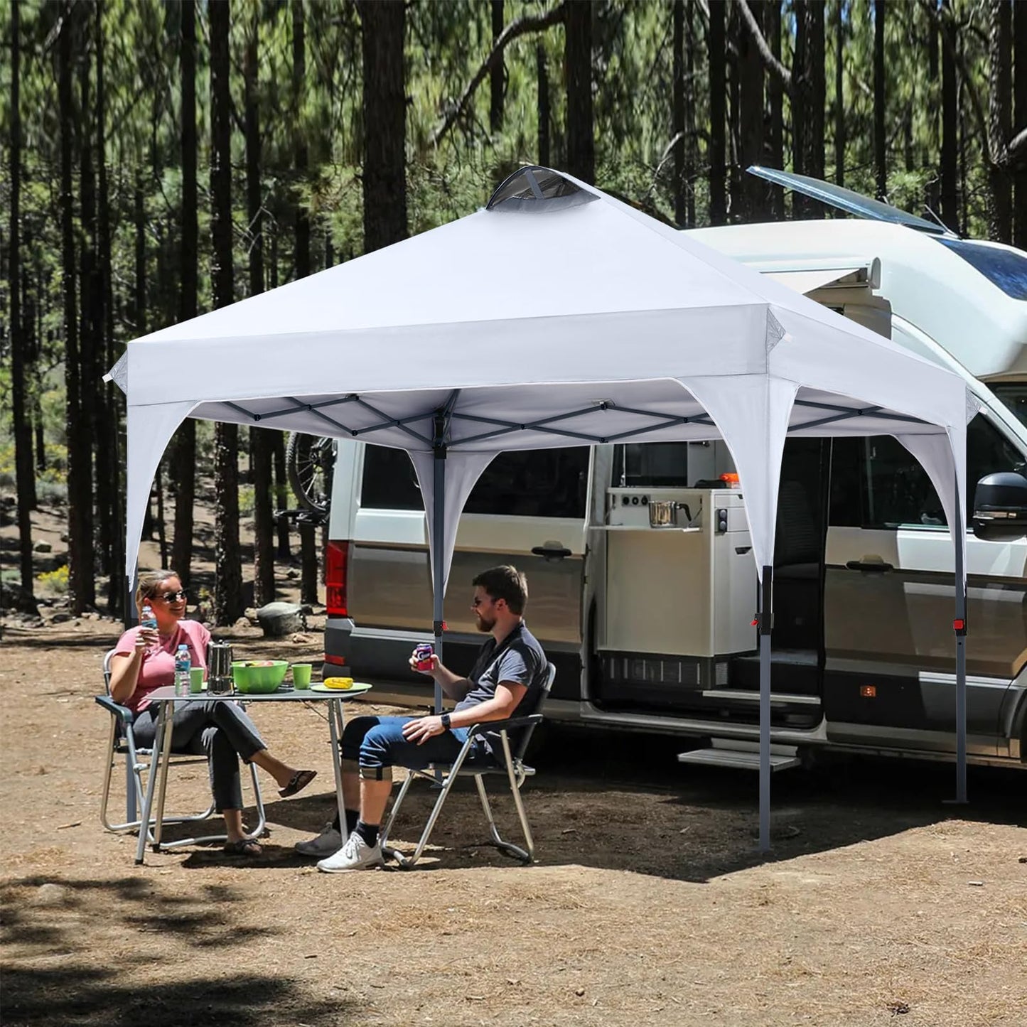 COOSHADE Pop Up Canopy Tent, 10x10 Easy Setup Instant Canopy Sun Shelter Beach Tent, Portable Sports, White