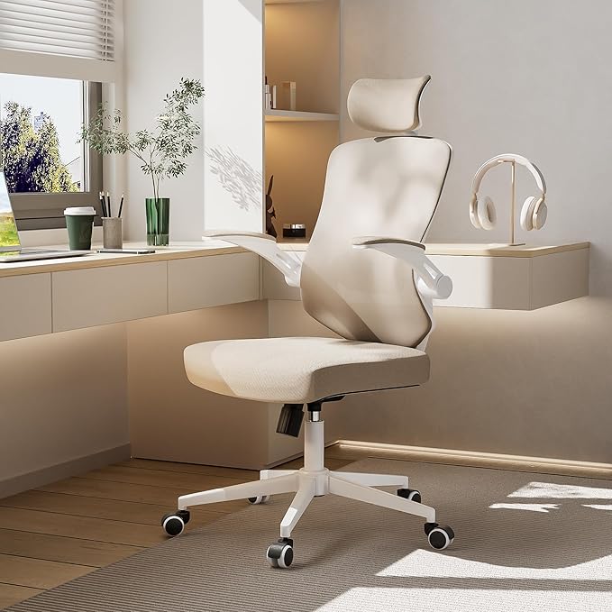 balmstar Office Chair,Ergonomic Comfy Home Desk Chair with 350LBS Capacity,High Back Gaming Chair with Wheels,Mesh Computer Chair,Lumbar Support, Adjustable Headrest,Flip-up Armrest
