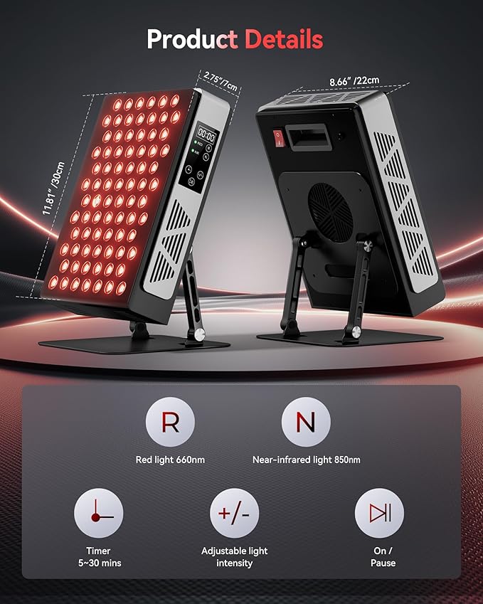 2026 Advanced Red Light Therapy for Face and Body 78 Dual Chip LEDs 460nm-880nm Near Infrared Light Therapy Panel,Adjustable Brightness (20-100%),Time(5-30 min) Red Light Therapy for Home Office & Gym