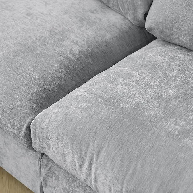 Cloud Couch Modular Sectional Sofa,134" L Shaped Couch, Oversized Convertible Wide Seater,4 Seater with Ottoman for Living Room Set, Covers Washable&Replaceable,Gray