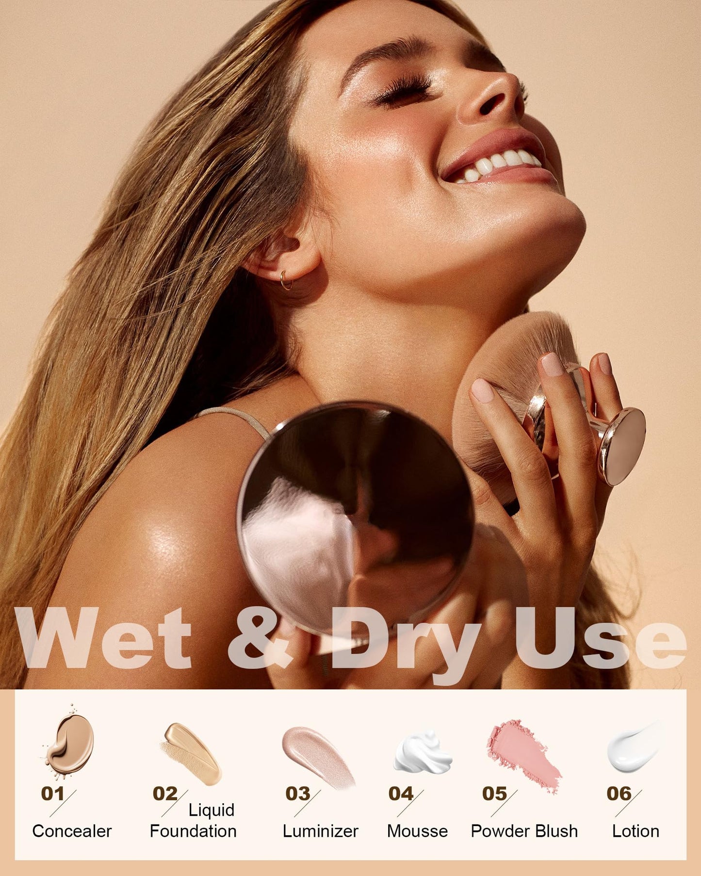 Upgraded Blend & Blur Body Makeup Brush for Self Tanner Tanning Lotion Sunscreen Applicator for Back Leg Makeup, Kabuki Foundati