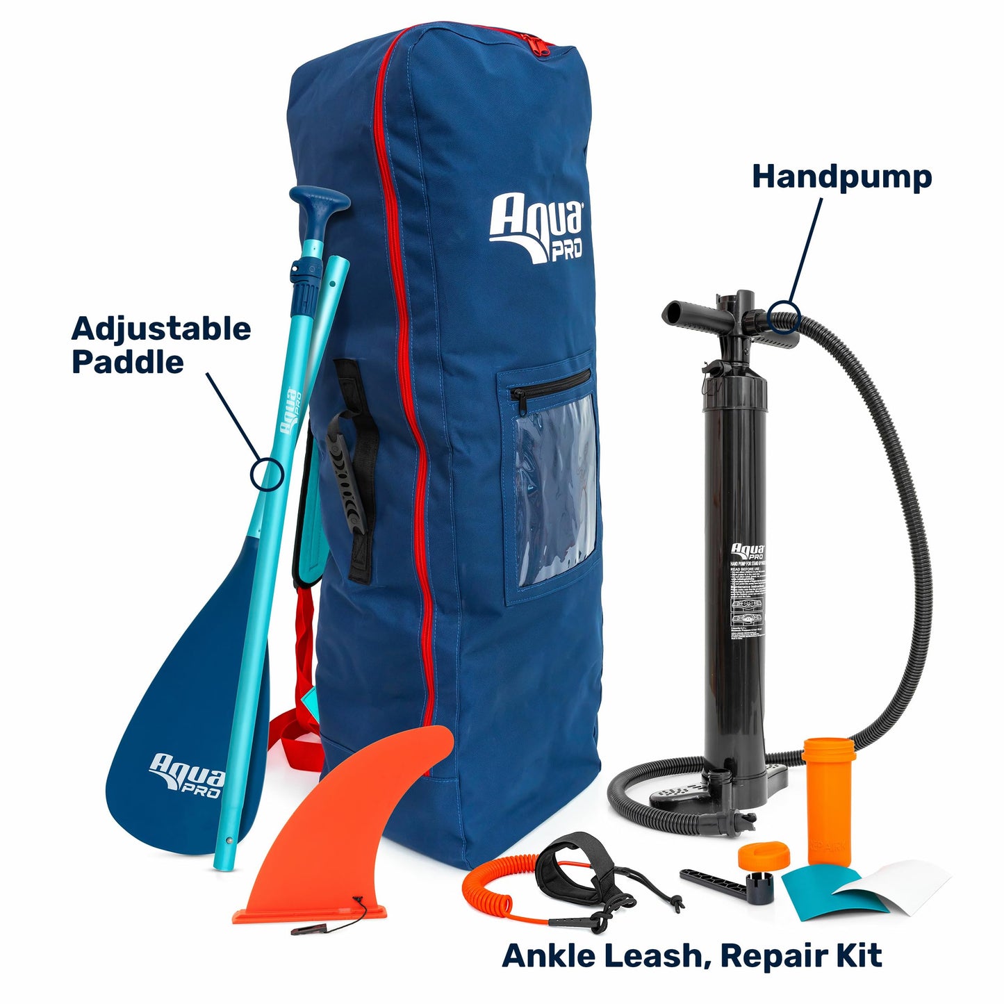 Aqua PRO Halcyon Sport 10' x 6" x 33" Inflatable Stand-Up Paddleboard iSUP, Standard Design with Non-Slip EVA Deck, Includes Paddle, Ankle Leash, Pump and Carry/Storage Bag