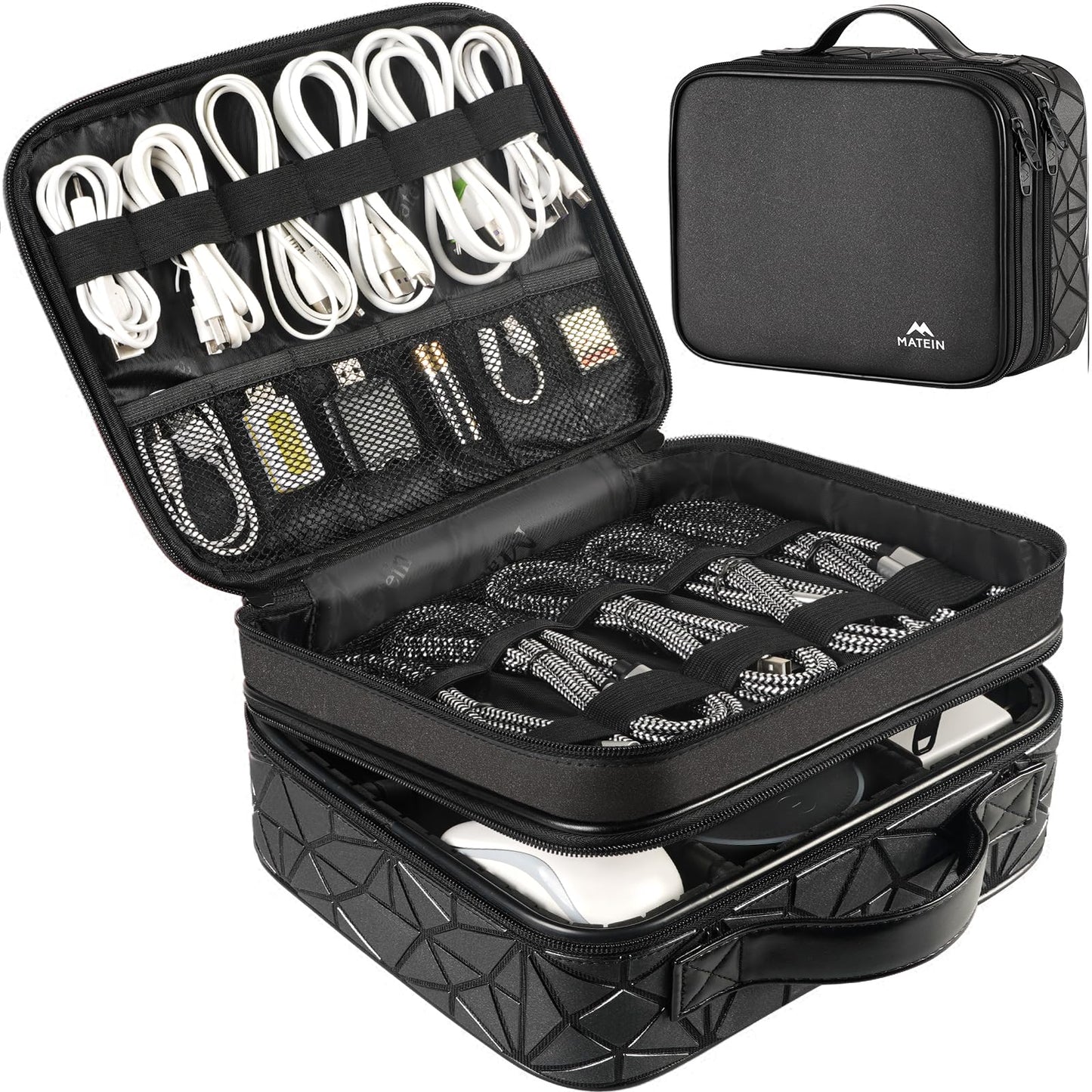 MATEIN Cord Organizer Case with Adjustable Divider, DJ Cable File Bag for DJ Gear, Sound Instrument and Music Equipment Accessor