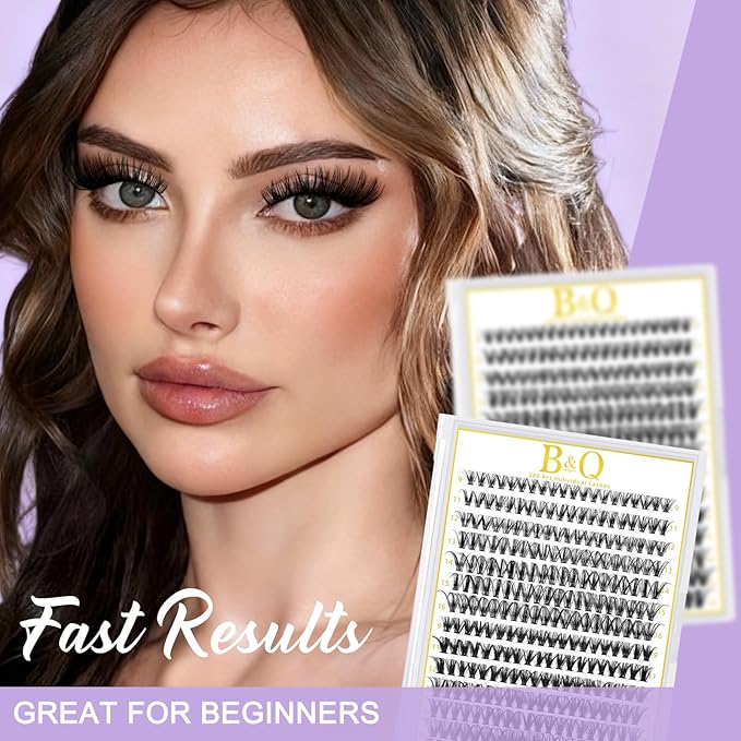 B&Q Lash Clusters 280PCS Natural Eyelash Clusters 30D 40D C 9-16 Individual Lash Wispy Eyelash Extension with Soft Thin Band Classic Look Pestañas Postizas Comfortable DIY at Home(30D+40D-C-9-16MIX)