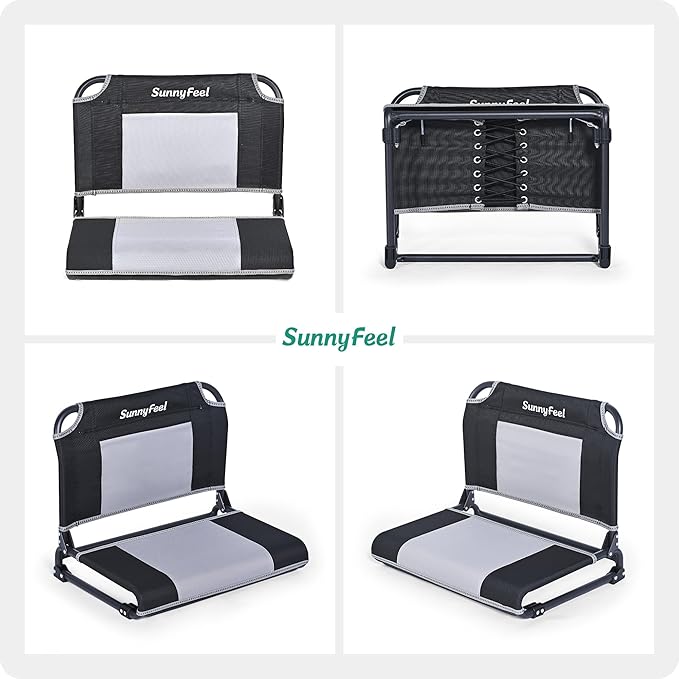 SUNNYFEEL Oversized Stadium Seat for Bleachers with Back Support Extra Wide, Bleacher Stadium Seats Chairs with Backs Portable Bleachers Seat with Hook for Sports Events Baseball Soccer Benches
