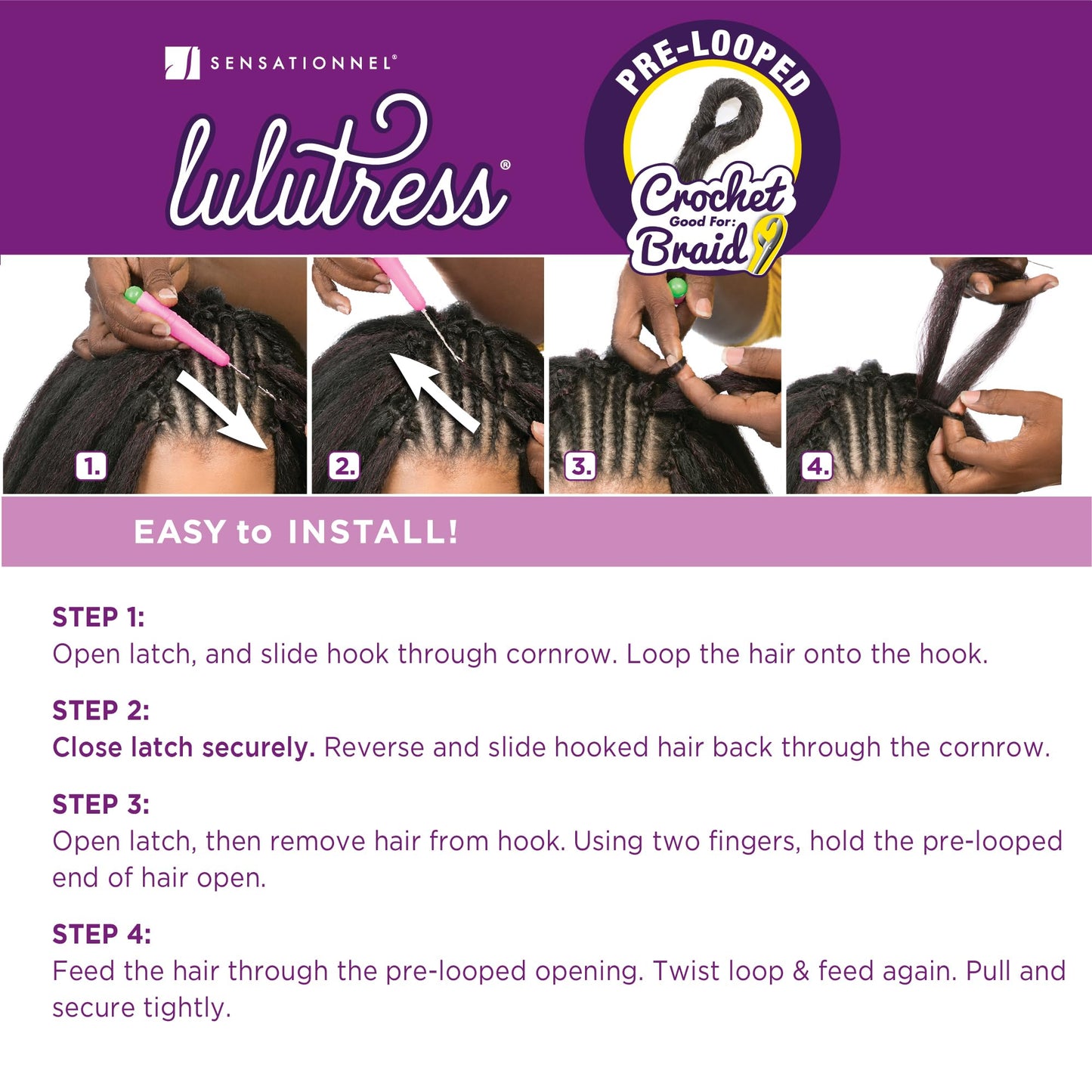 Sensationnel Lulutress crochet braiding hair - 3x braid out 12 inch pre made diy all kanekalon synthetic locs twists (4 MEDBROWN