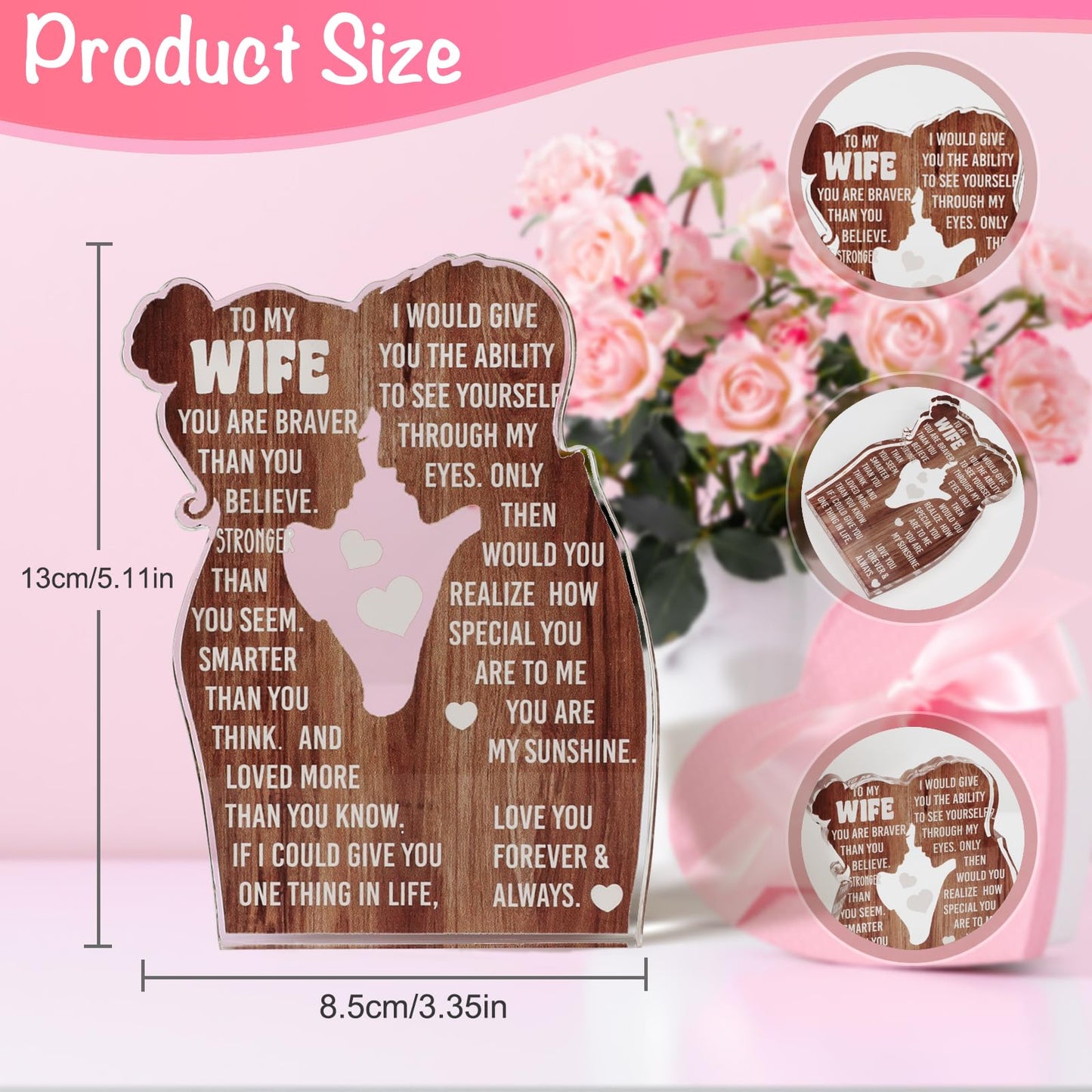 MAMAGIFTREE Valentines Day Gifts for Wife, I Love You Romantic Gifts, I Choose You with Heartfelt Message Acrylic Sign- Wedding Anniversary, Birthday Ideas for Her