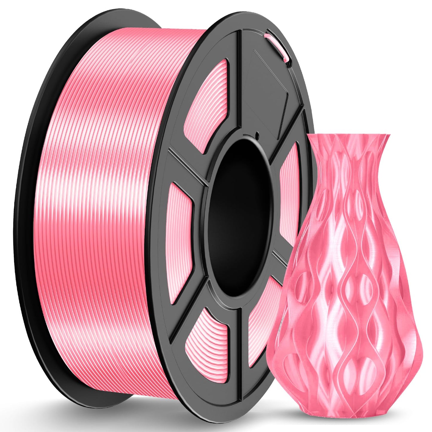 JAYO Silk PLA Filament 1.75mm Pink 1.1KG, Metal-Like Shiny 3D Printer Filament Dimensional Accuracy +/- 0.02mm, 1.1kg Spool(2.4l