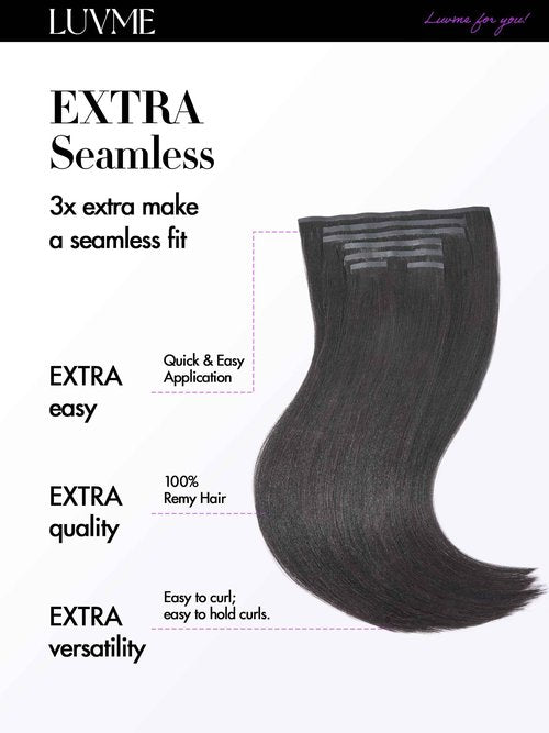 LUVME Yaki Straight Seamless 110g 7Pcs Clip in Hair Extensions Full Max with 18inch Remy Human Hair Extensions, Natural Black 100% Real Soft Hair