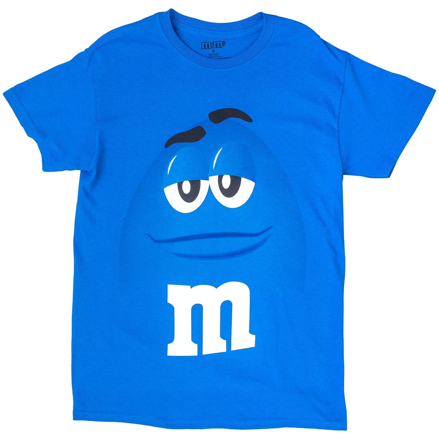 M&M's Candy Blue Silly Character Face Adult T-Shirt (X-Small)